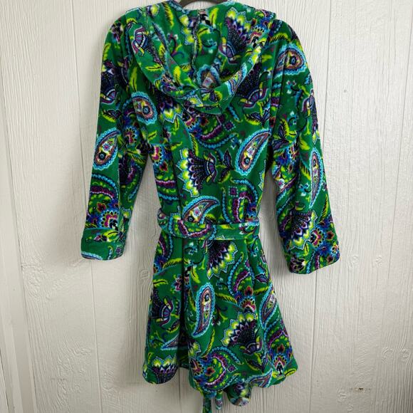 Vera Bradley Green Vibrant Paisley Printed Belted Robe Size Small Medium Color - Picture 3 of 7